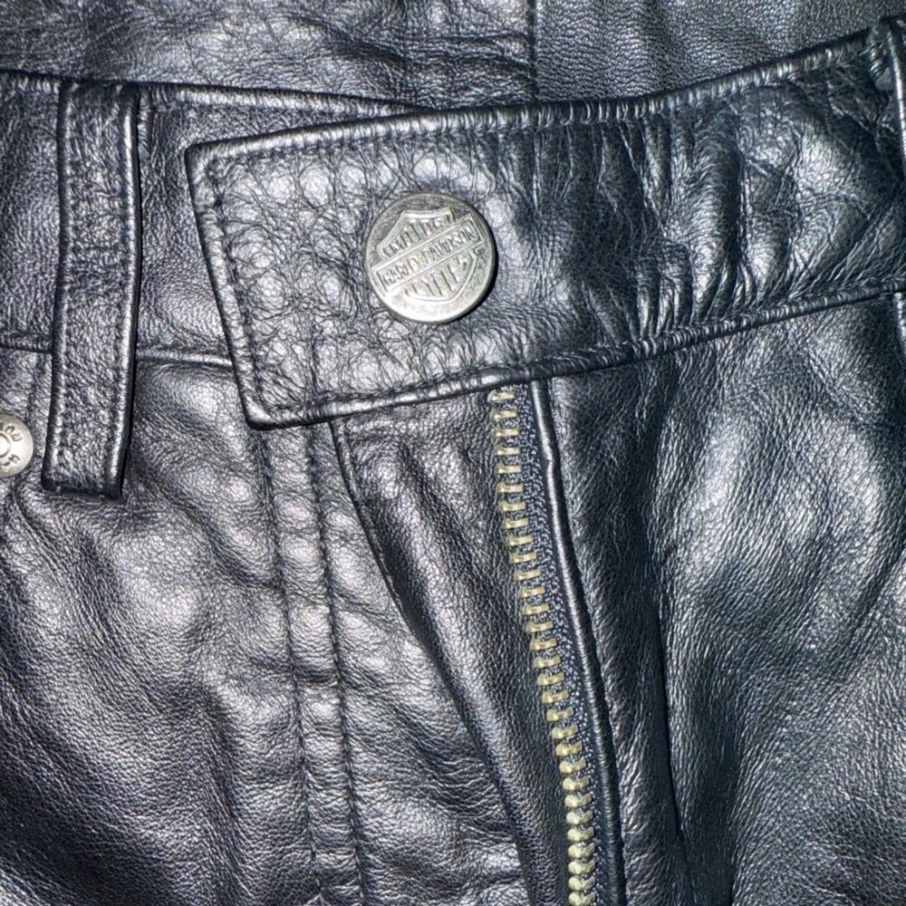 Harley-Davidson Black Genuine Leather Riding Pants - Picture 3 of 4